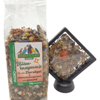 BirdCare Blütenknospenmix 2 für artgerechte Ziervogel-Ernährung.